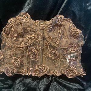 NWOT Shein Size S Brown & Shiny Copper Strapless Underwire Bra Glam